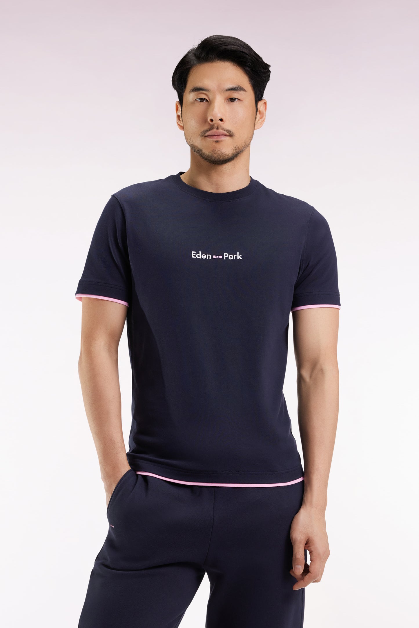 T-shirt à manches courtes broderie Eden Park en coton marine