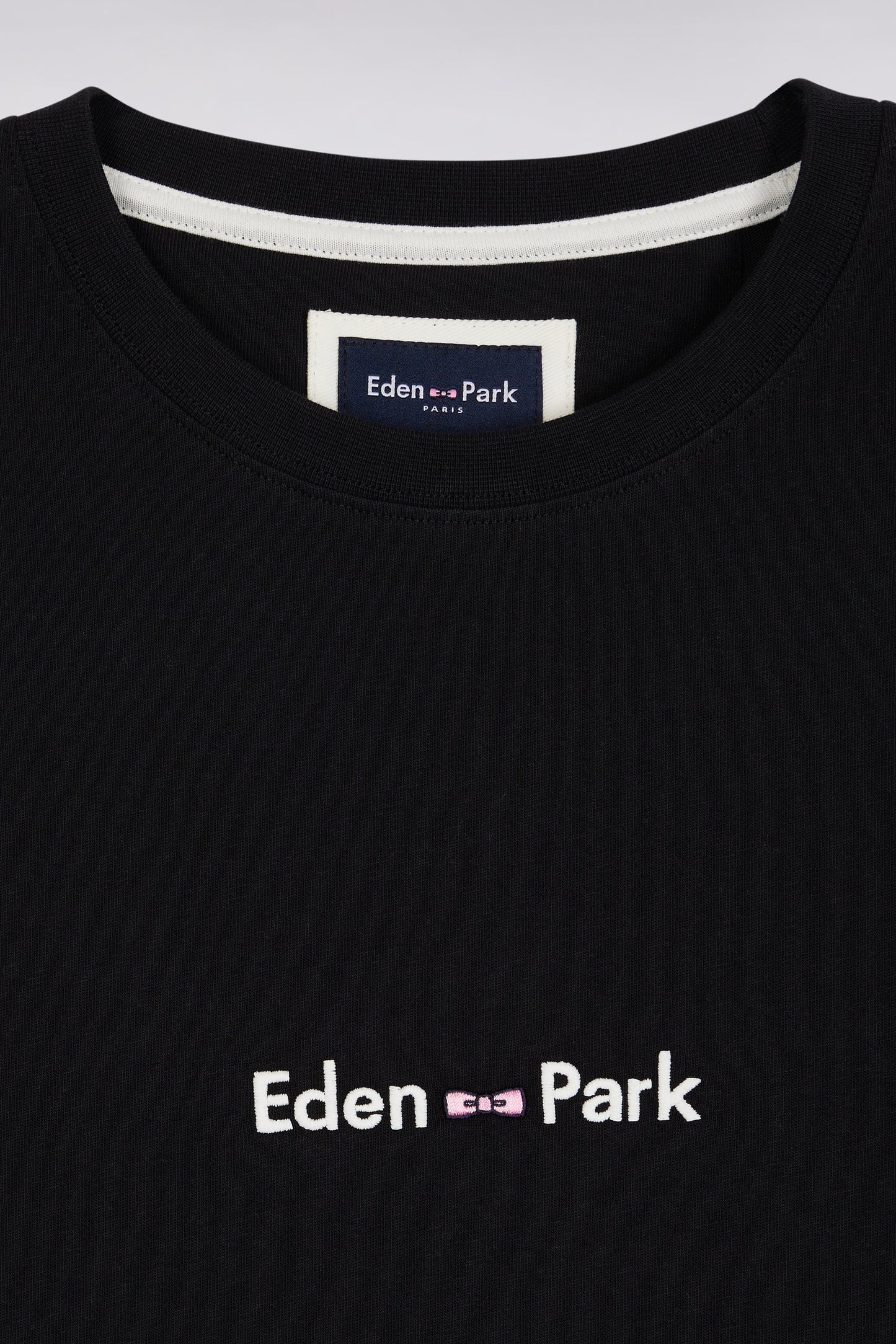 T-shirt à manches courtes broderie Eden Park en coton noir
