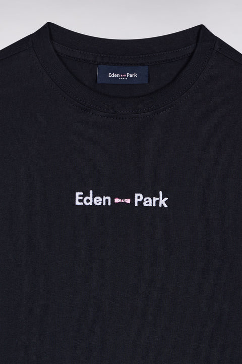 T-shirt en coton marine à manches courtes broderie Eden Park - Image 2