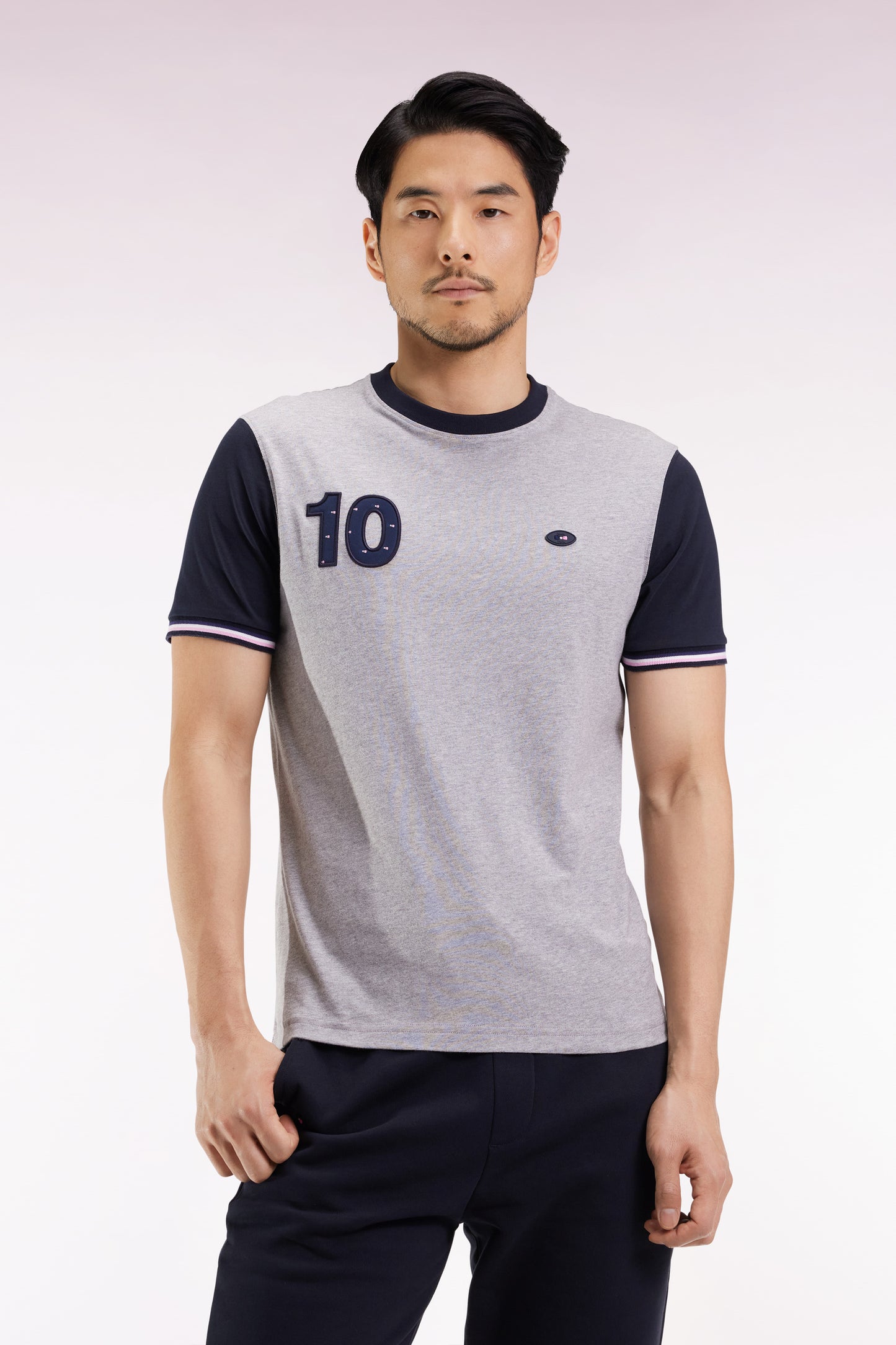Grey cotton short-sleeved T-shirt
