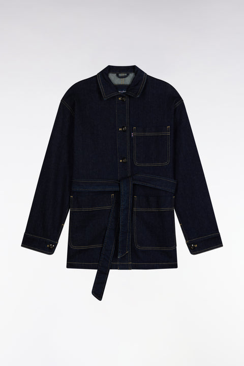 Surchemise ceinturée en denim stretch brut coupe Oversized - Image 2