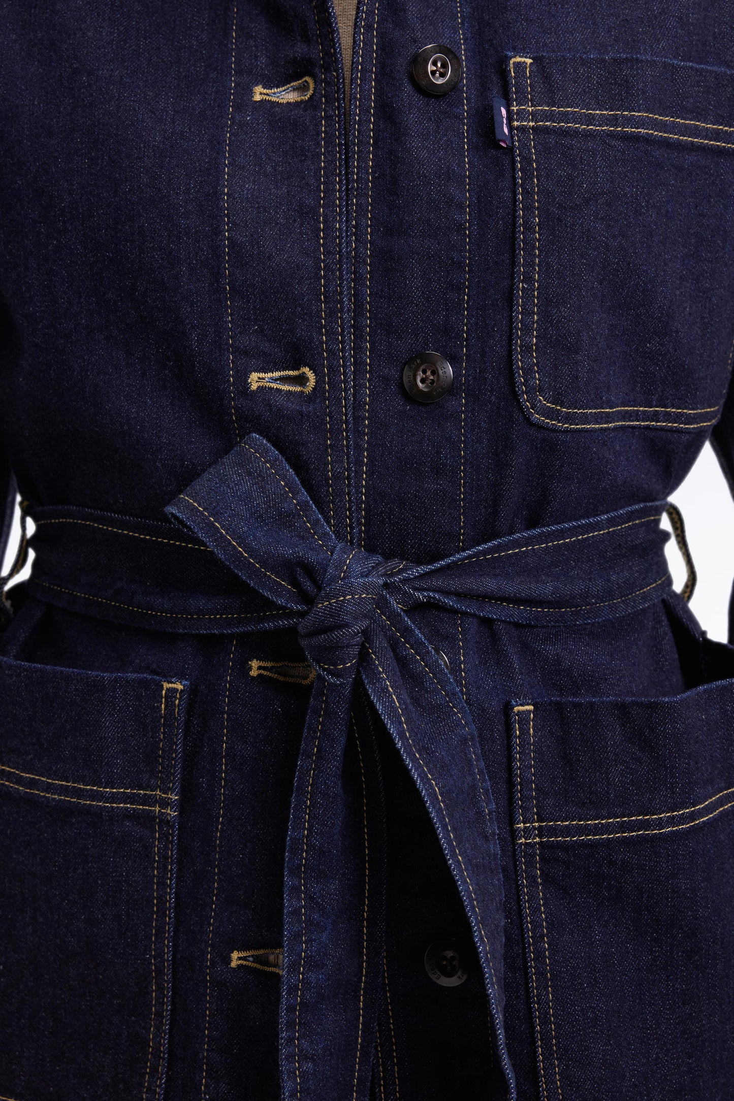 Surchemise ceinturée en denim stretch brut coupe Oversized