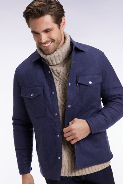 Blue wool and cashmere blend overshirt
