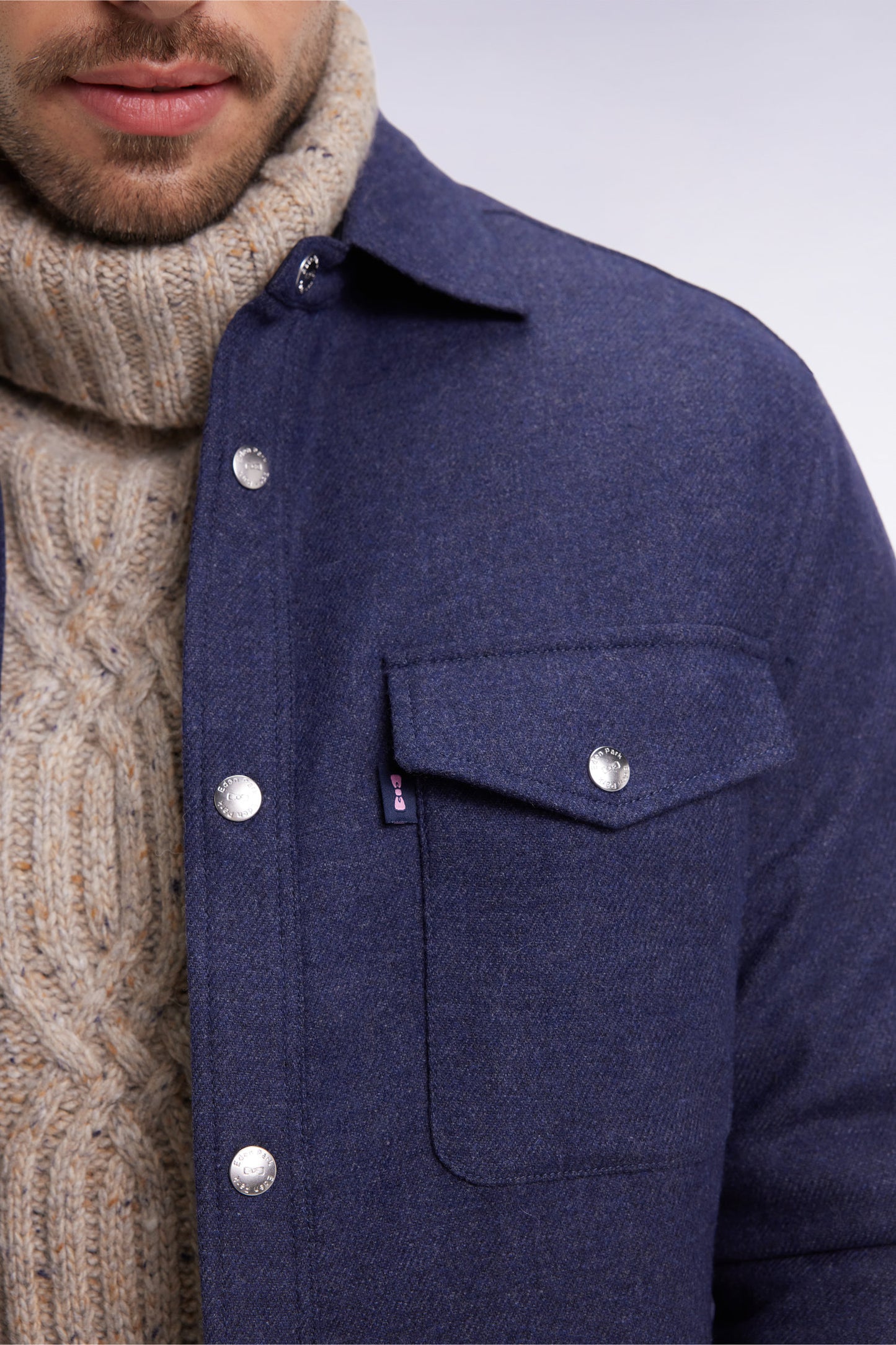 Surchemise en laine et cachemire mélangés bleu