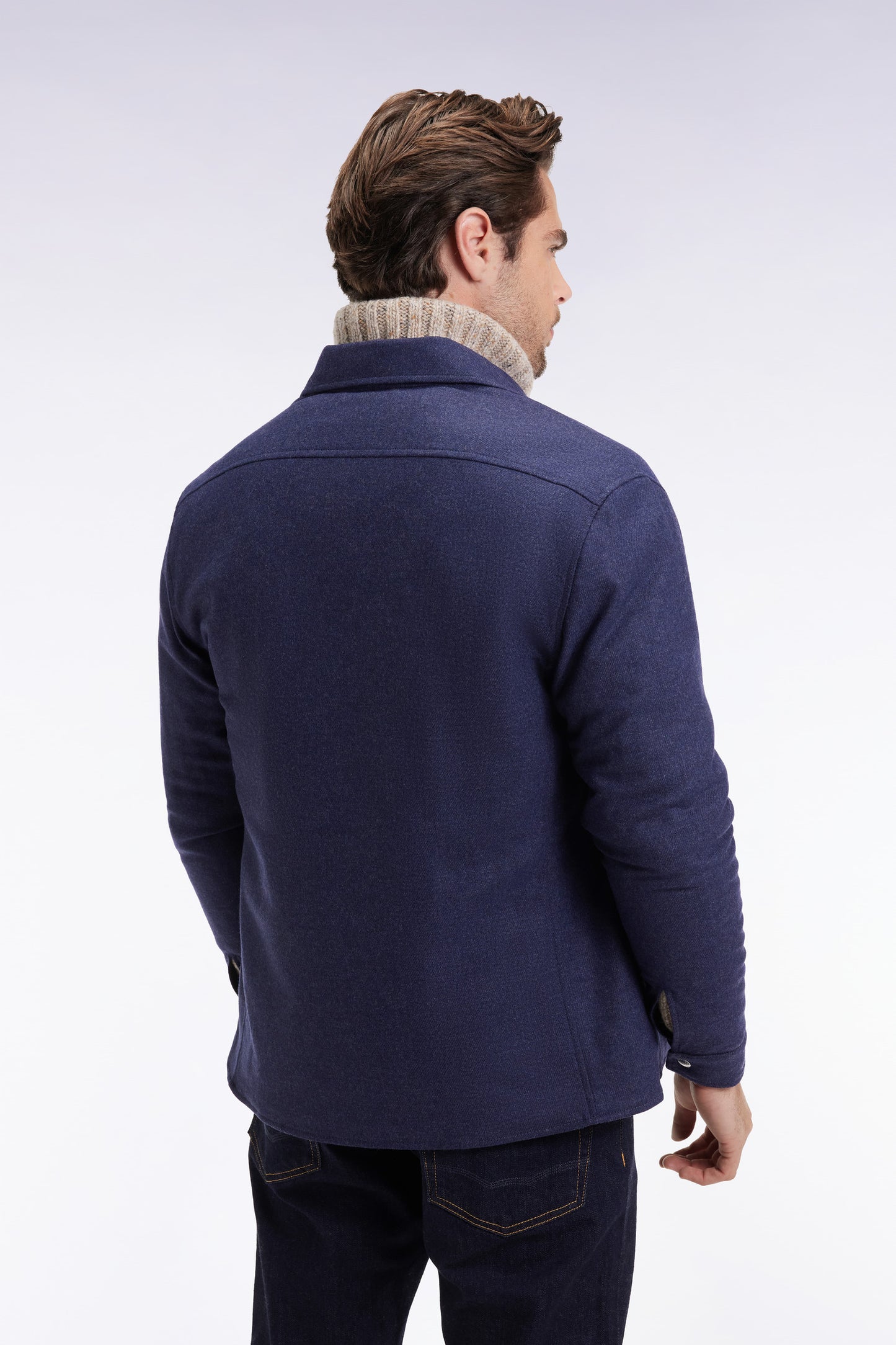 Surchemise en laine et cachemire mélangés bleu