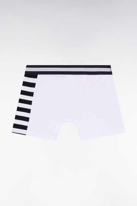 Lot de deux boxers en jersey de coton stretch à rayures blanches et marine - Image 2