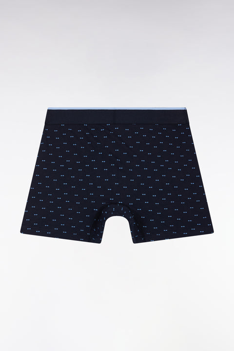 Boxer en jersey de coton à micro-motifs nœuds papillon bleu - Image 2