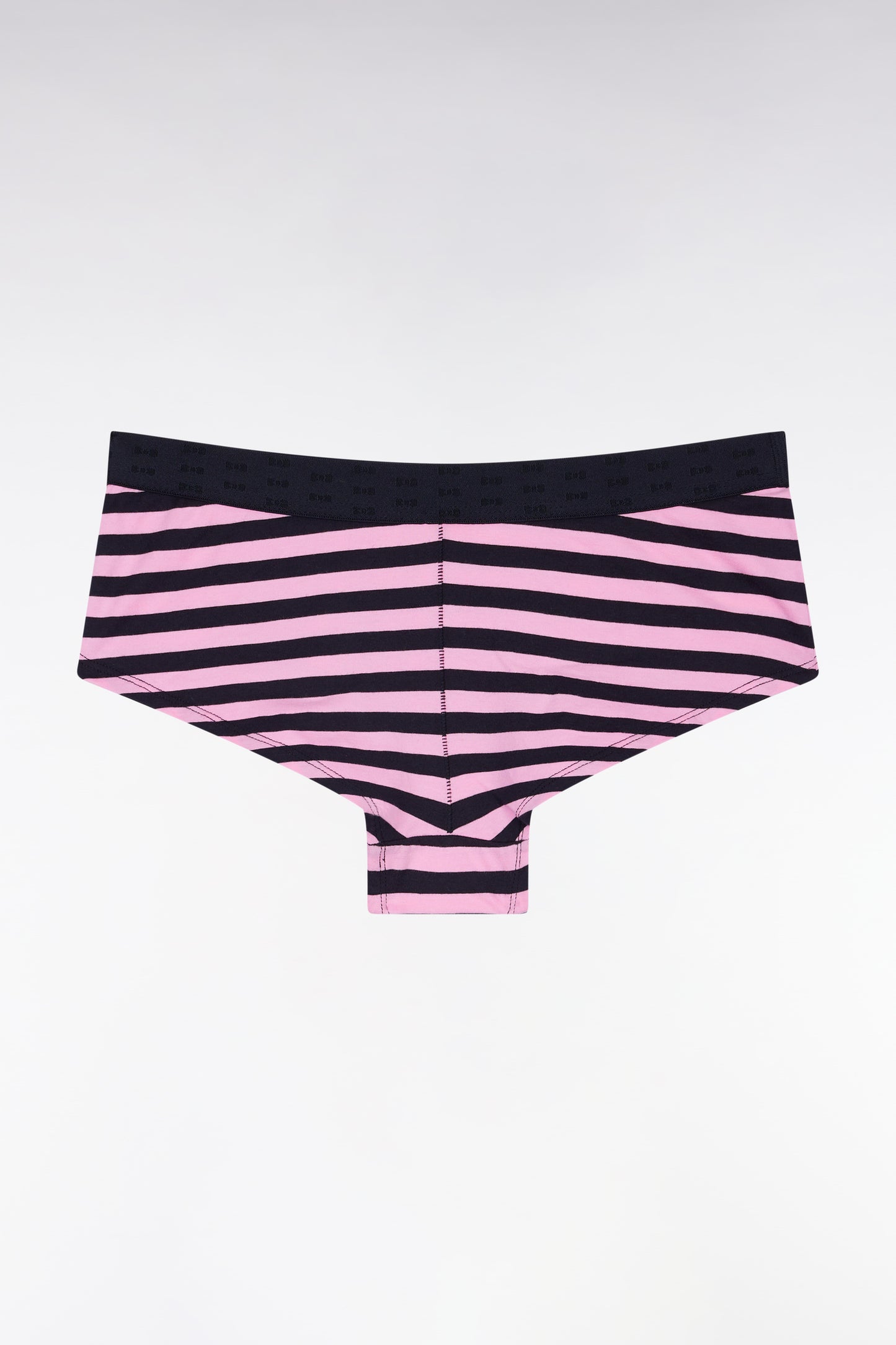 Culotte shorty en jersey stretch rayée marine et rose