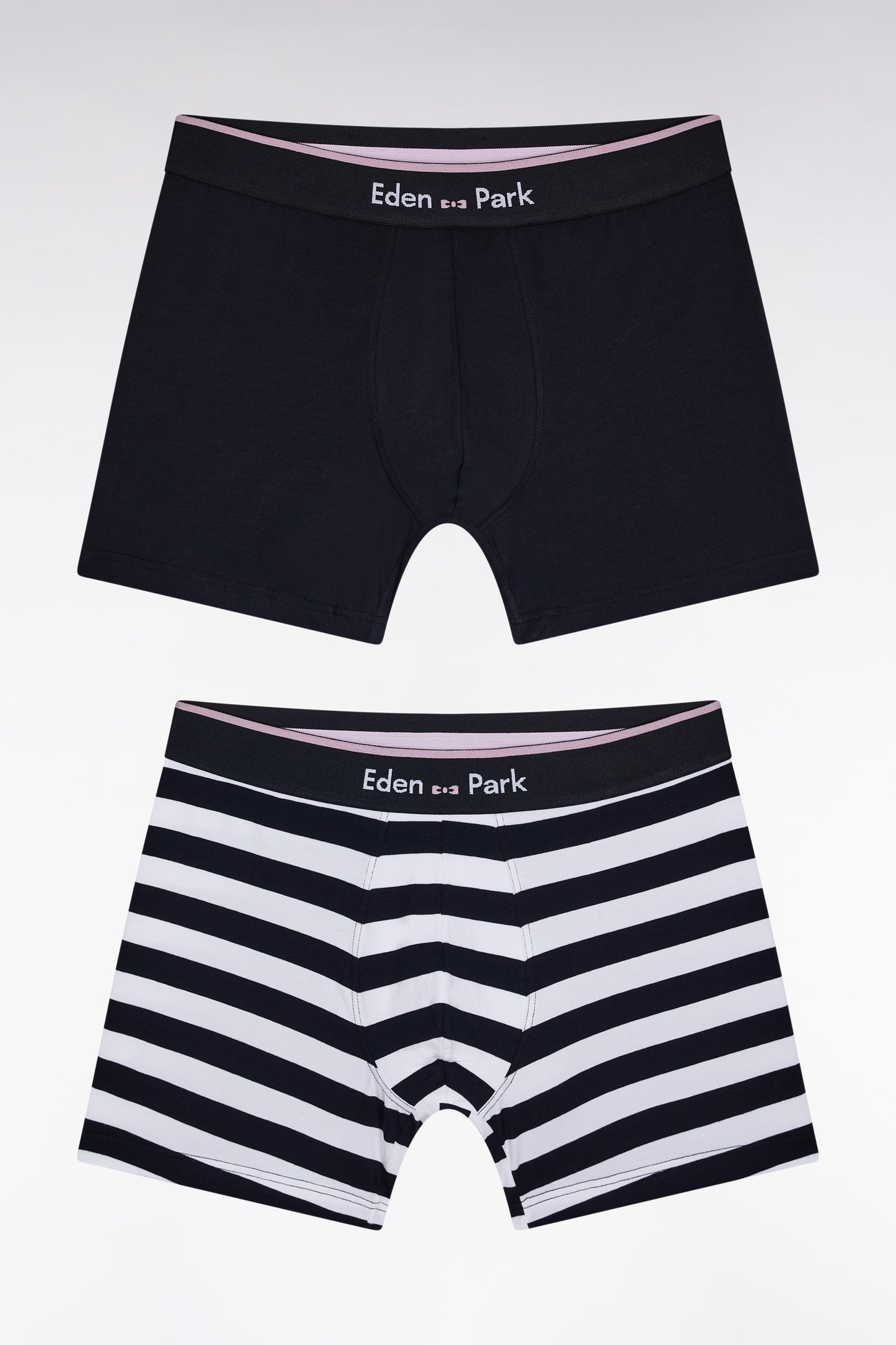 Lot de deux boxers en jersey de coton stretch marine et blanc