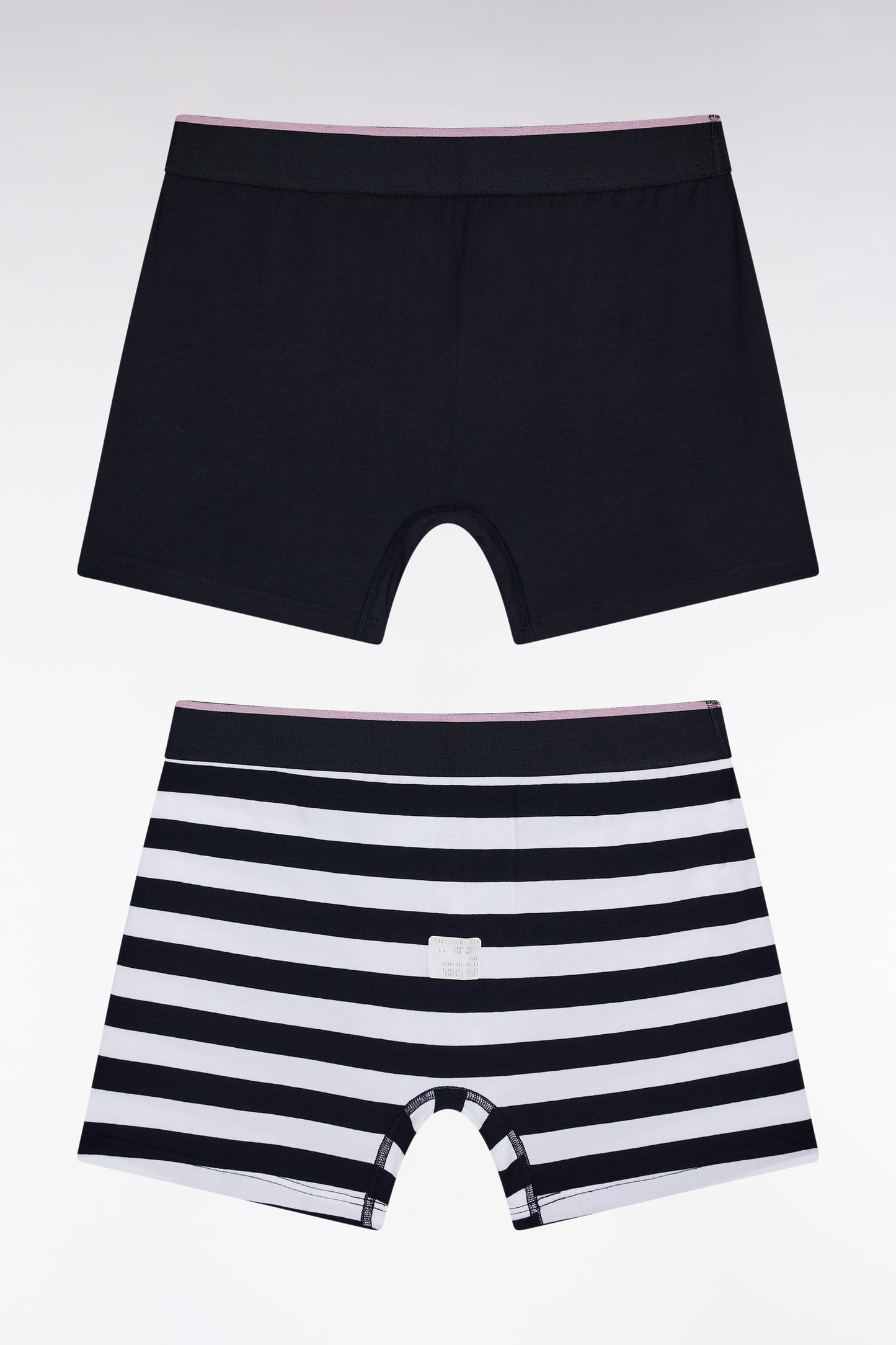 Lot de deux boxers en jersey de coton stretch marine et blanc