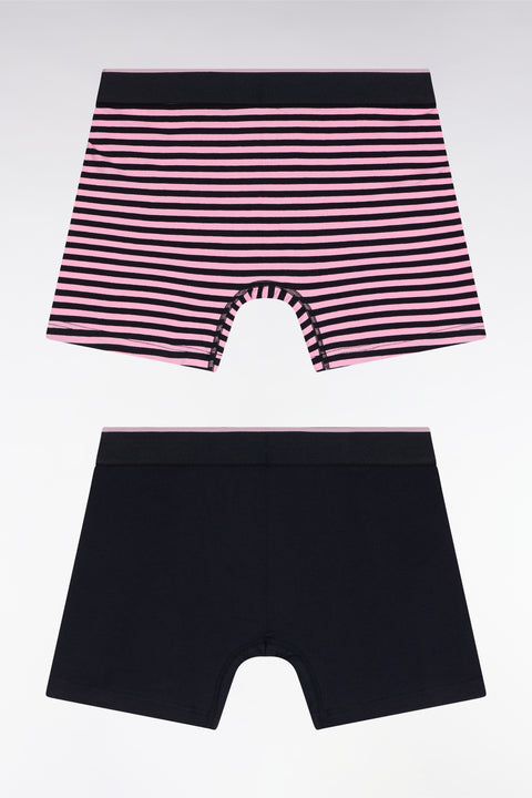 Lot de deux boxers en jersey de coton stretch marine et rose - Image 2