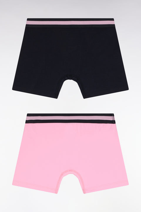 Lot de deux boxers en jersey de coton stretch rose et marine - Image 3