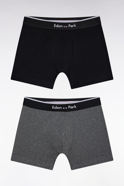 Lot de deux boxers en jersey de coton stretch noir et gris - Image 1