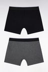 Lot de deux boxers en jersey de coton stretch noir et gris