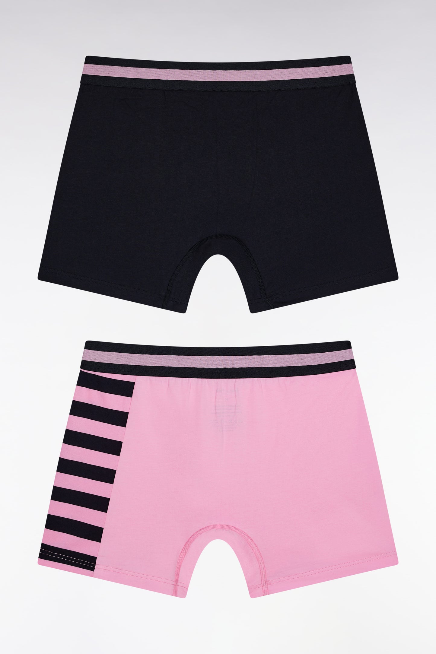 Lot de deux boxers en jersey de coton stretch à rayures rose et marine