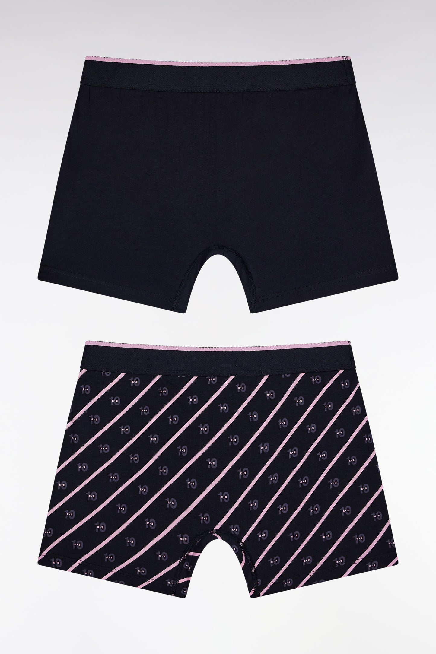 Lot de deux boxers en jersey de coton stretch uni et micro-motifs marine