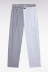Pyjama long rayé en popeline de coton bleu ciel