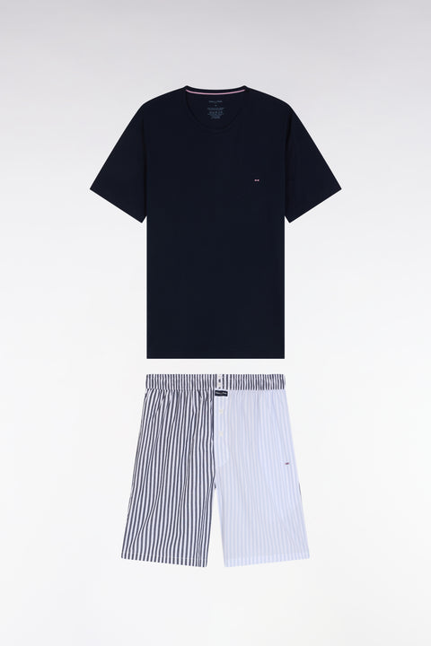 Pyjama court short à rayures bâton ciel et marine - Image 2