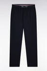 Pyjama long en jersey de coton uni noir et gris passepoils noirs