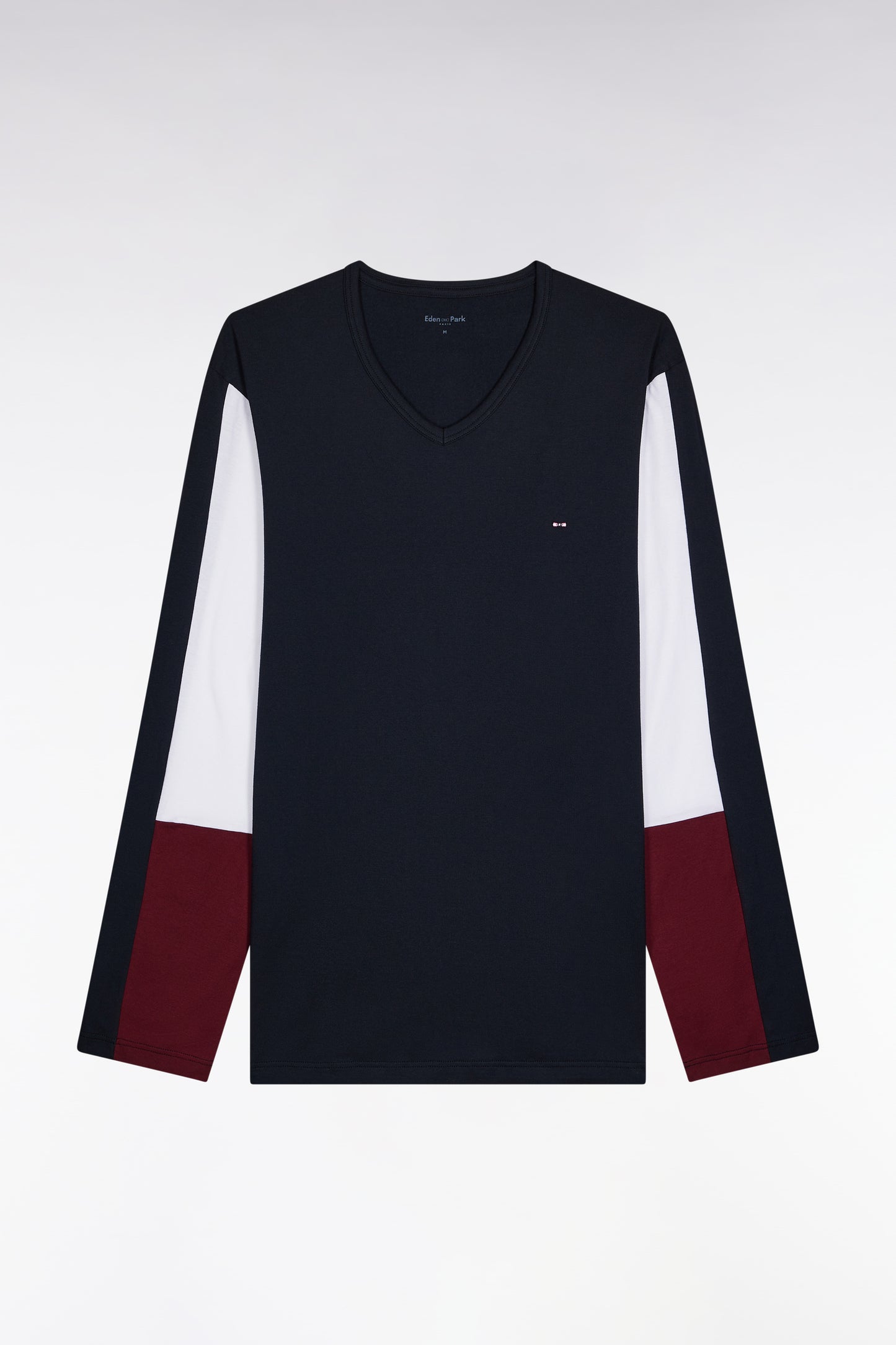 Pyjama long en jersey de coton colorblock bordeaux