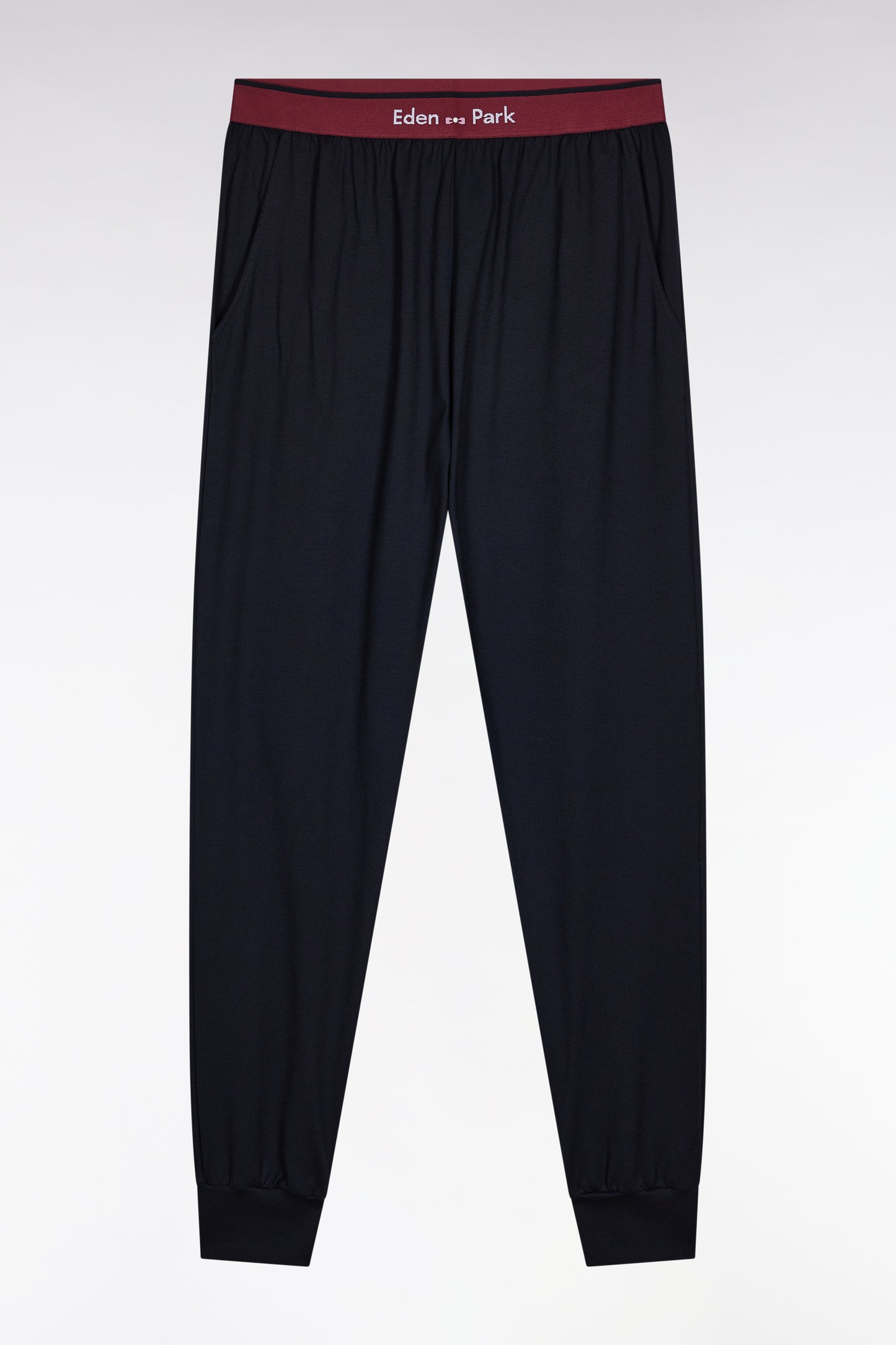 Pyjama long en jersey de coton colorblock bordeaux