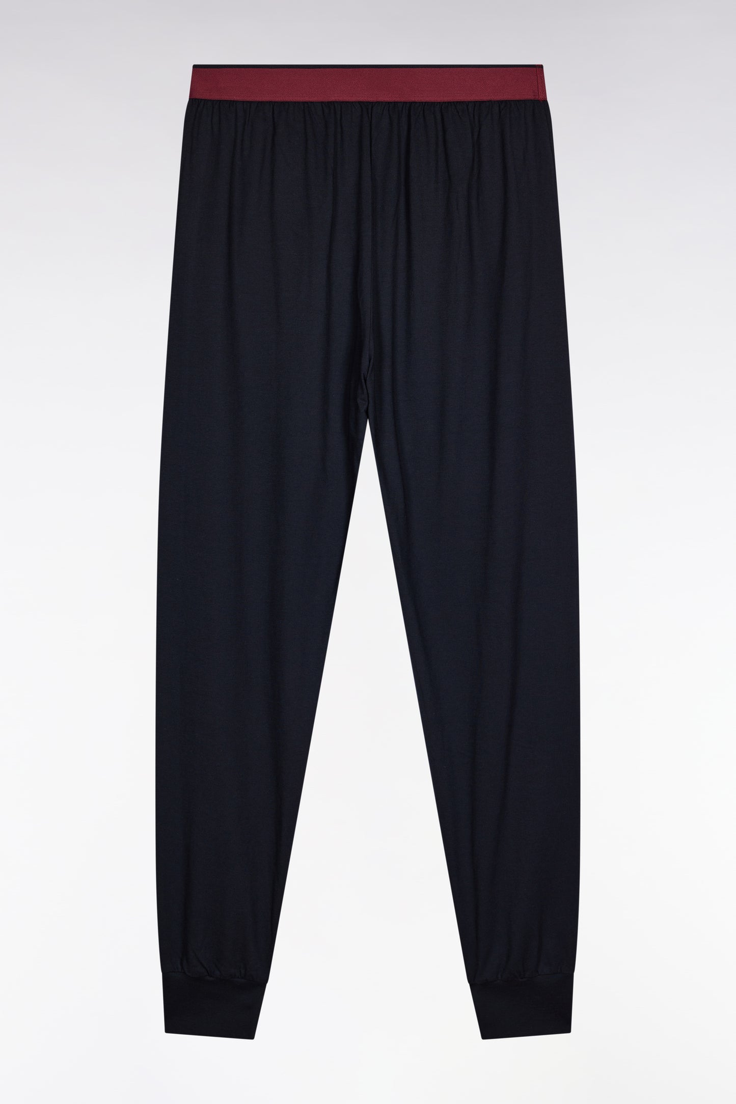 Pyjama long en jersey de coton colorblock bordeaux