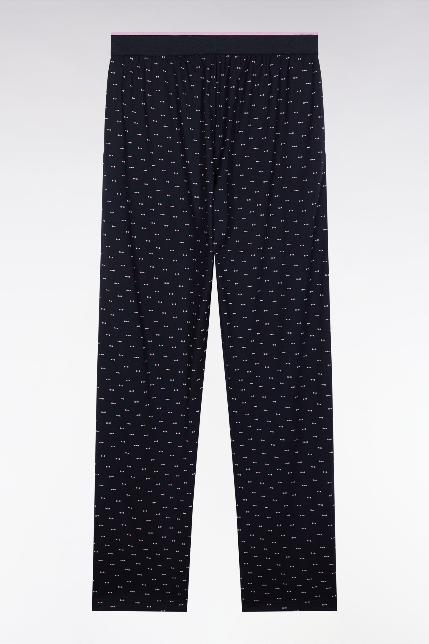 Pyjama long en jersey de coton marine micro-motifs nœud papillon