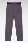 Pyjama long en jersey de coton marine pantalon à motifs roses