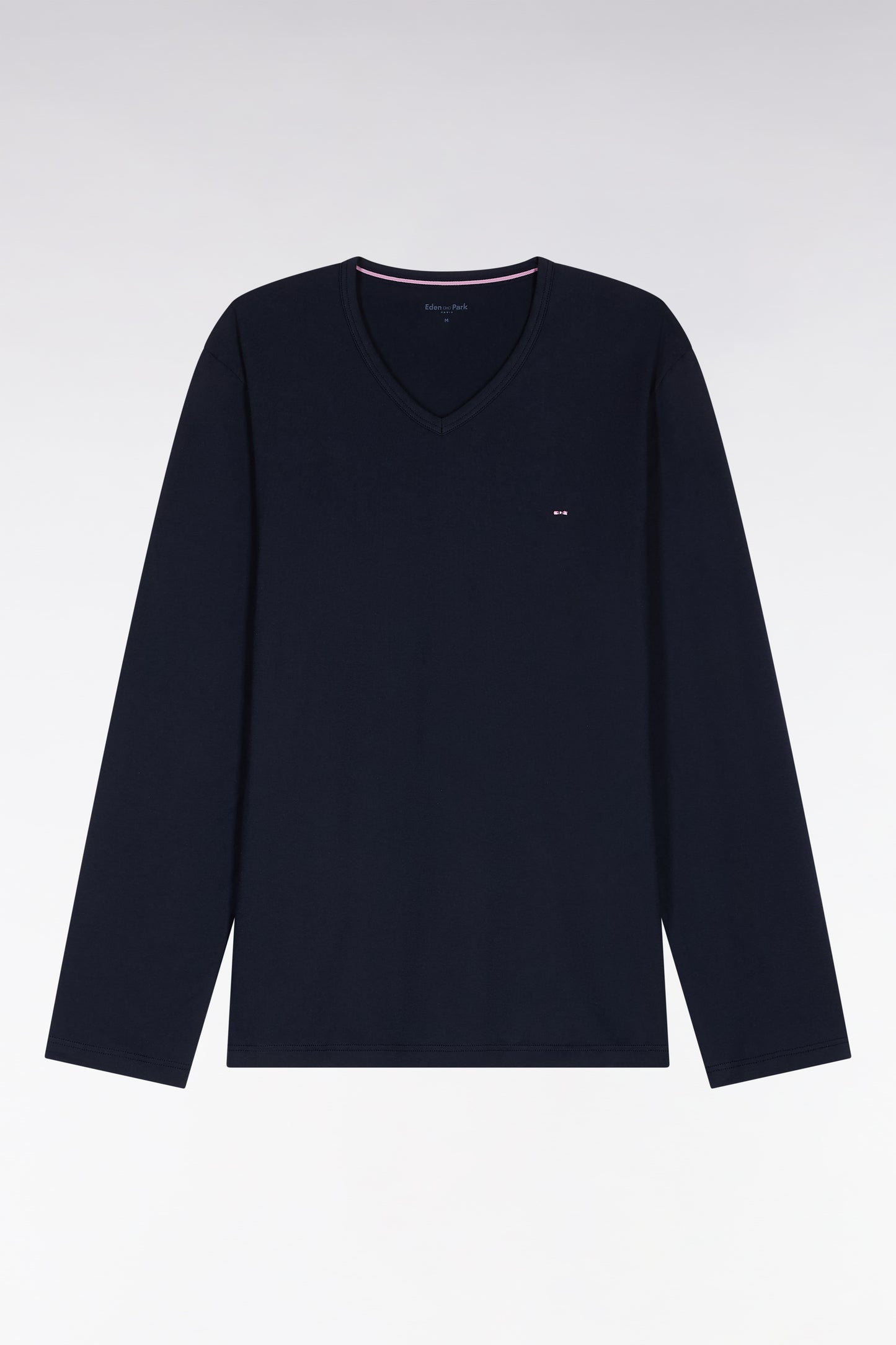 Pyjama long en jersey de coton marine micro-motifs