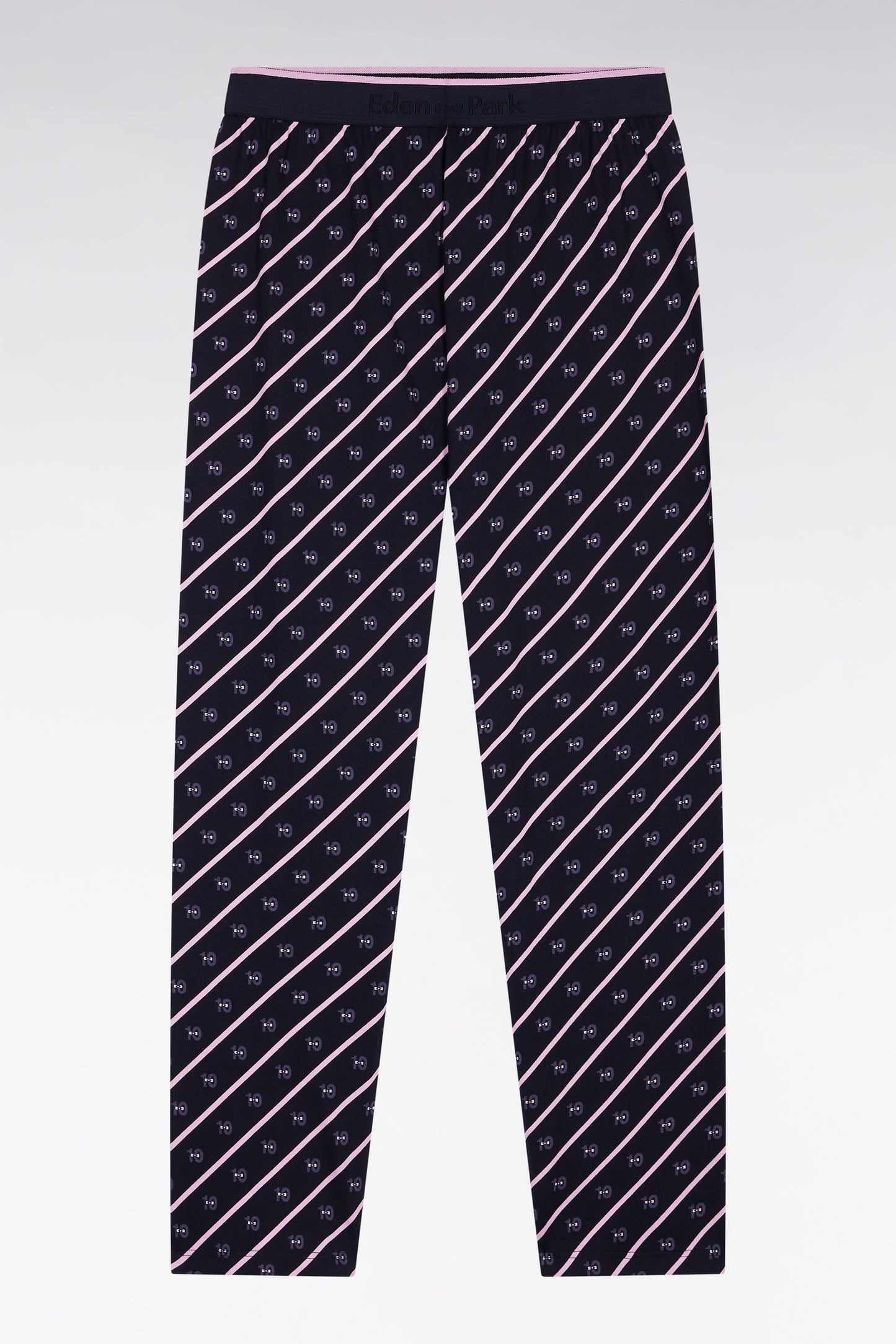 Pyjama long en jersey de coton marine micro-motifs