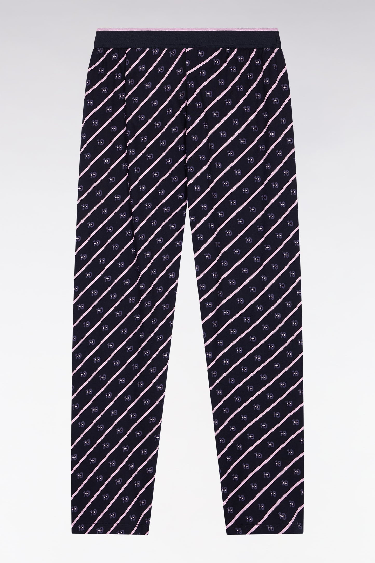 Pyjama long en jersey de coton marine micro-motifs
