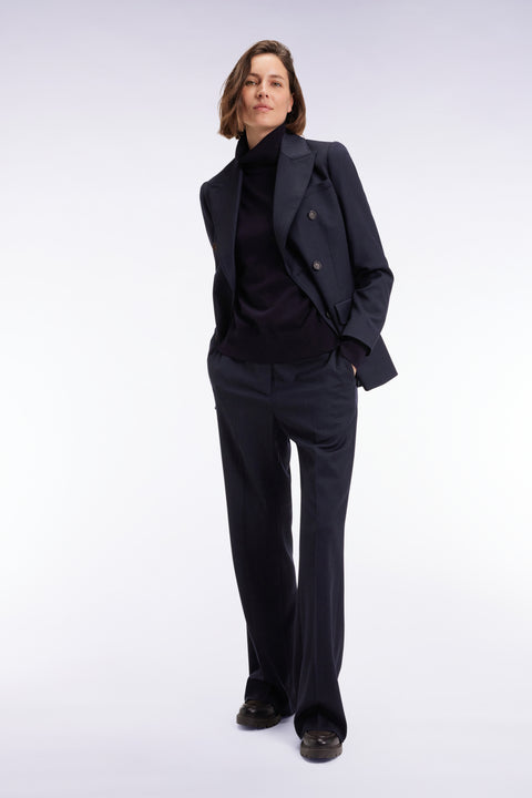 Veste blazer double boutonnage en flanelle rayée marine coupe Slim - Image 1