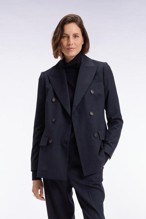 Veste blazer double boutonnage en flanelle rayée marine coupe Slim - Image 3