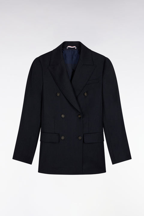 Veste blazer double boutonnage en flanelle rayée marine coupe Slim - Image 2