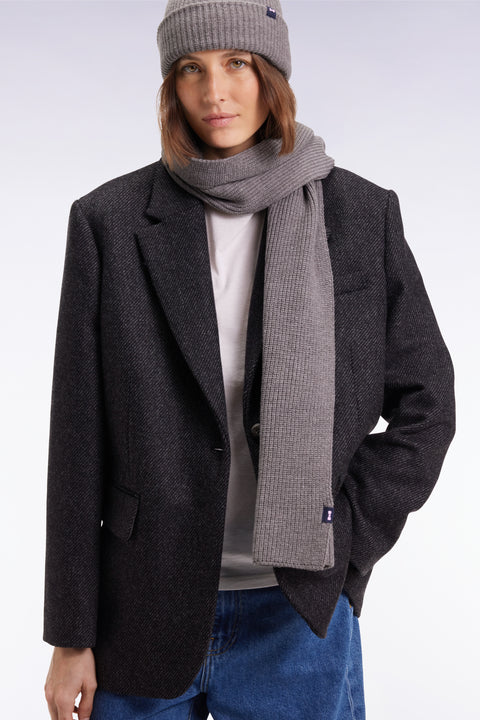 Veste blazer en twill de laine gris coupe Oversized - Image 1
