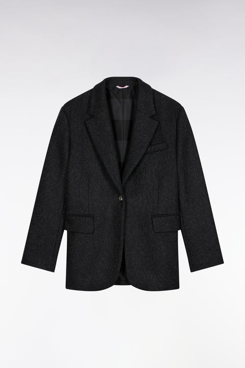 Veste blazer en twill de laine gris coupe Oversized - Image 2