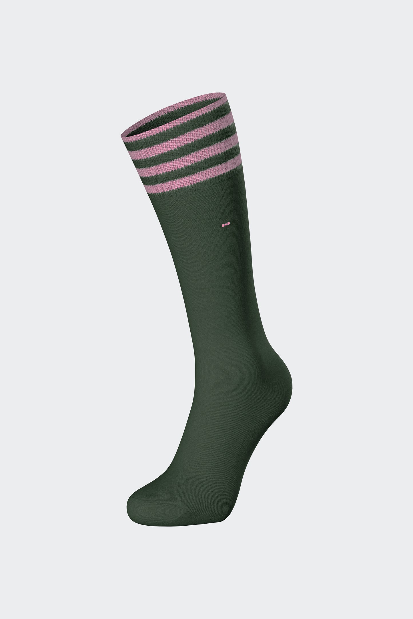 Paire de chaussettes en coton mélangé vert à bordure rayée