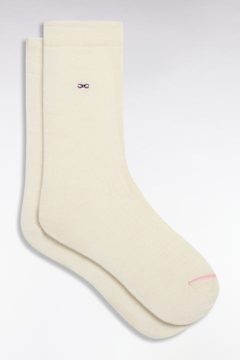 Chaussettes en maille côtelée écrues - Image 1