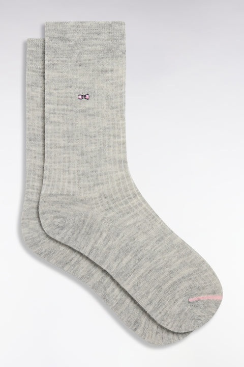 Chaussettes en maille côtelée grises - Image 1