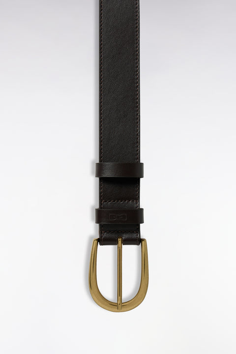 Ceinture en cuir lisse marron - Image 2