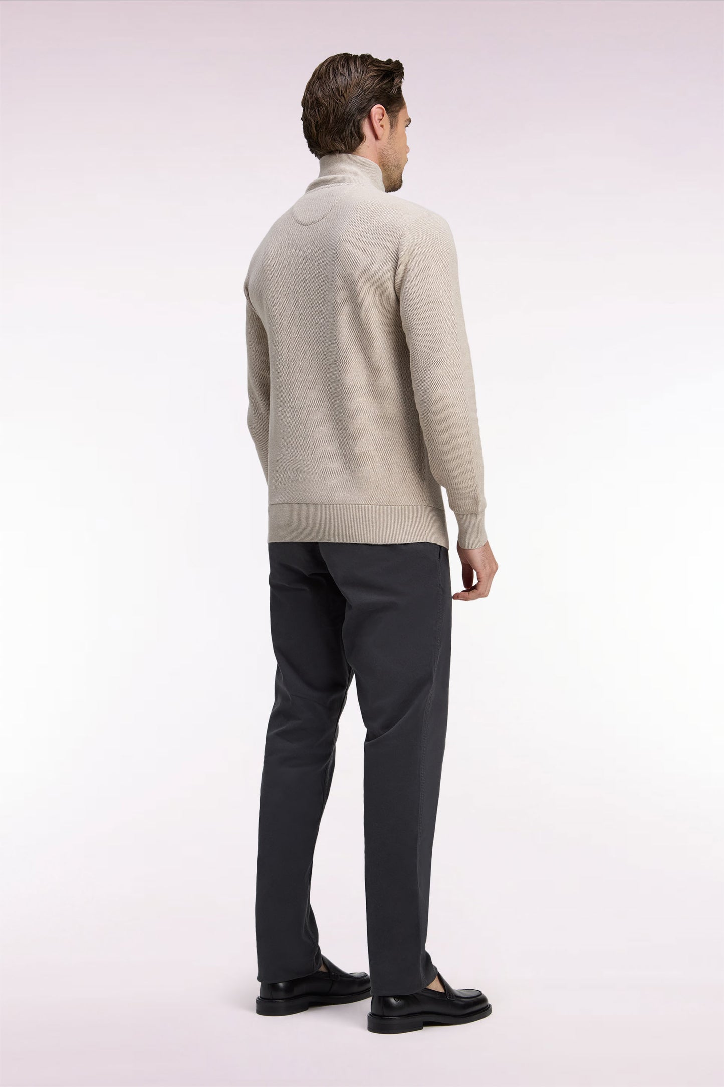 Pantalon chino sans plis en gabardine de coton stretch kaki