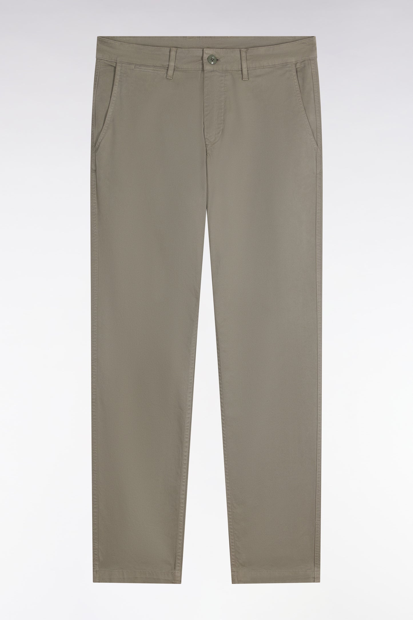 Pantalon chino sans plis en gabardine de coton stretch kaki clair