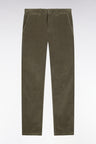 Pantalon chino sans plis en velours côtelé kaki clair coupe regular