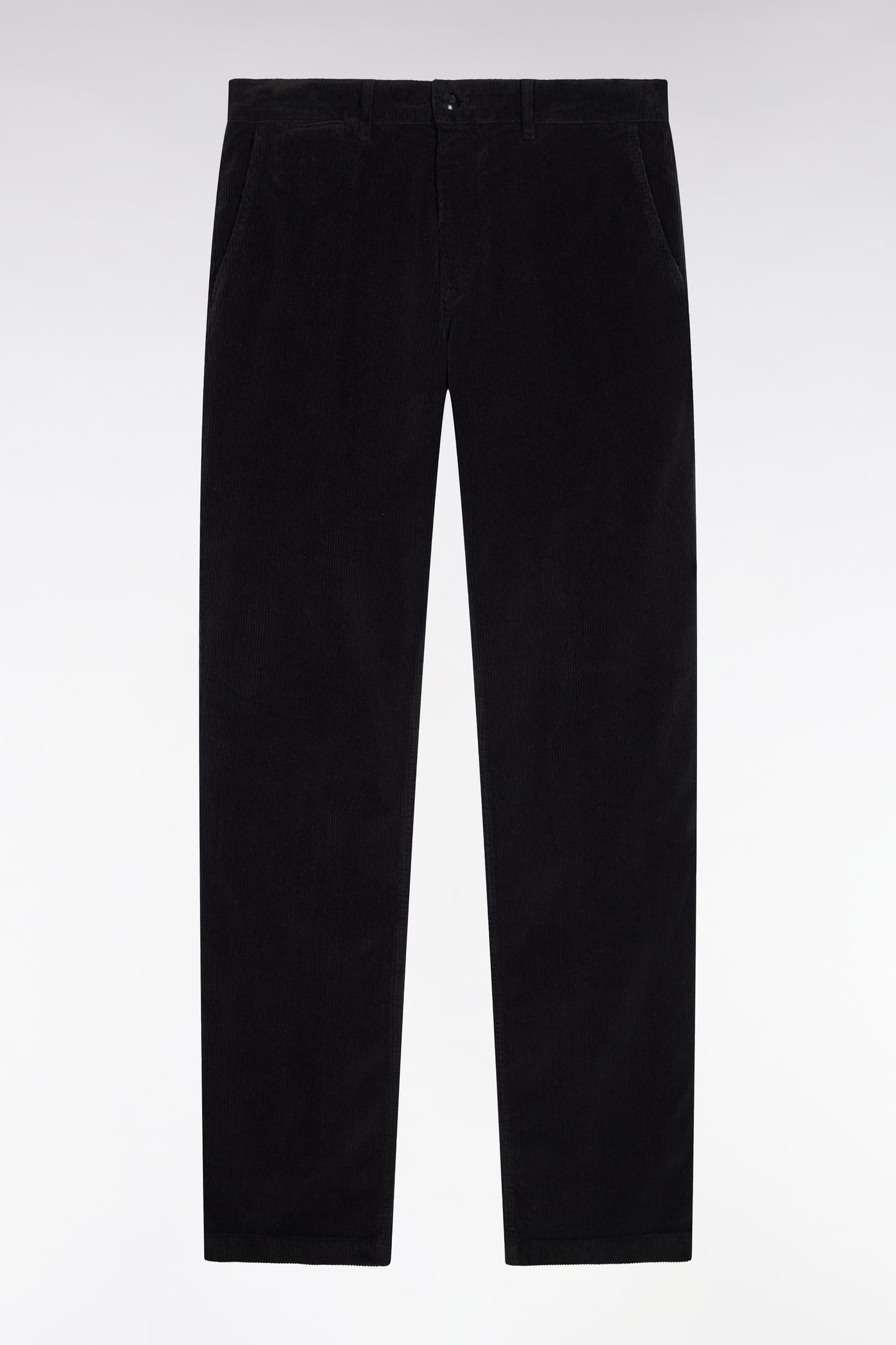 Pantalon chino sans plis en velours côtelé noir coupe regular