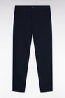 Pantalon chino sans plis en piqué de coton stretch marine coupe regular