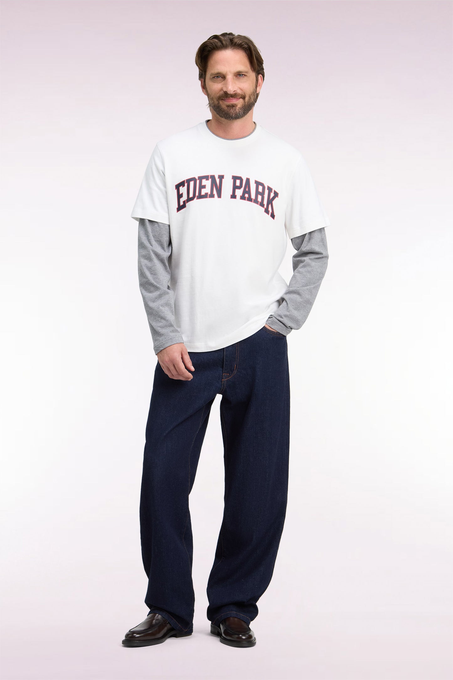 Jean en denim brut bleu coupe regular
