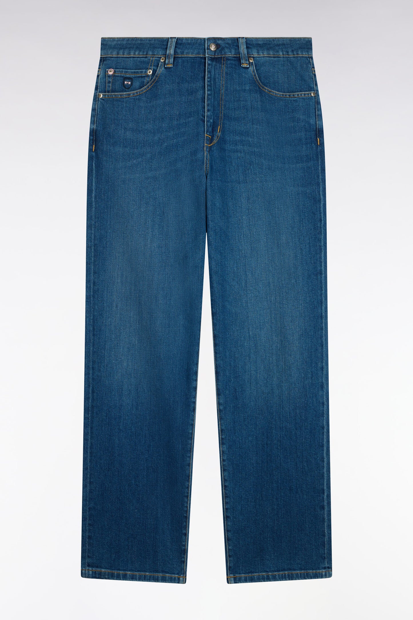 Jean en denim stretch bleu stone bleach coupe regular