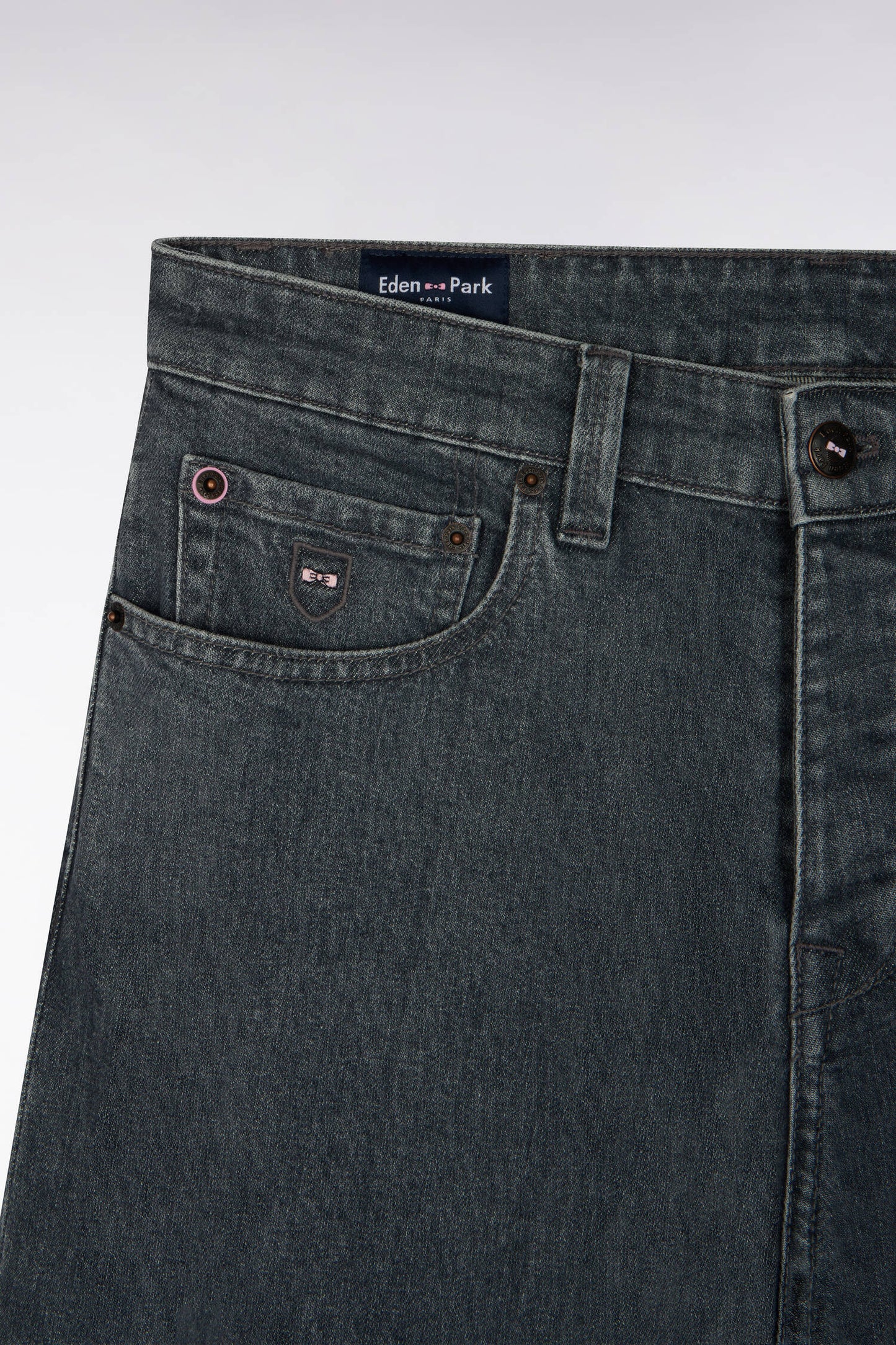 Jean en denim stretch one wash gris coupe regular