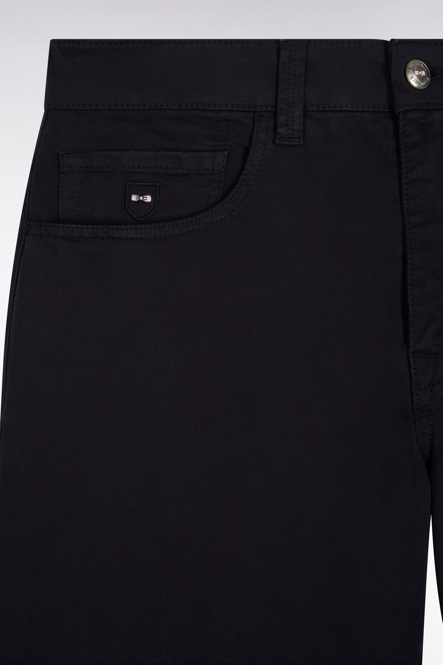 Pantalon 5 poches en toile de coton stretch marine coupe regular