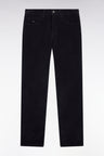 Pantalon 5 poches en velours côtelé marine coupe regular